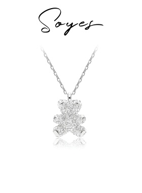 soyes/索野 铜合金项链 立体满钻小熊项链可爱轻奢春夏穿搭
