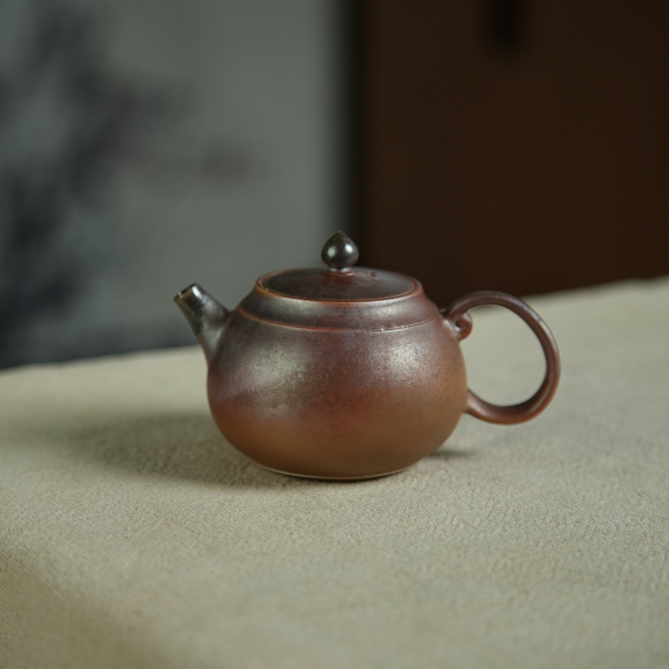 柴烧壶·如意手｜陶泥 复烧 油润 素简·125cc