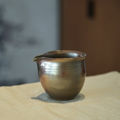 柴烧公道杯｜细陶泥 火彩 玫瑰金 落灰·200cc