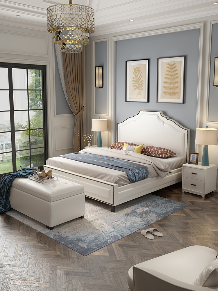 Creative fashion light luxury princess ins net red leather bed Nordic master bedroom simple 1 8 meters double modern storage bed