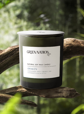 GreenNationLife香薰蜡烛木芯玻璃手工大豆蜡香氛家用持久扩香
