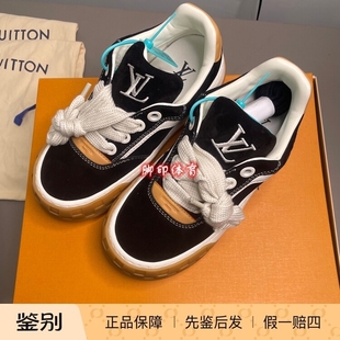 LOUIS VUITTON Tilted 牛皮革 圆头系带 低帮 板鞋 男款 黑色