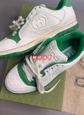 GUCCI古驰 MAC80 低帮系带 时尚板鞋 男款 白绿 做旧版