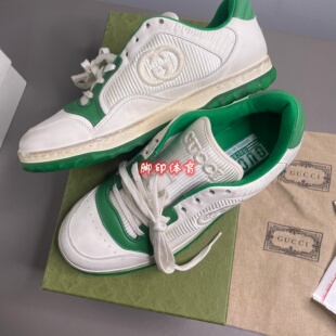 GUCCI古驰 MAC80 低帮系带 时尚板鞋 男款 白绿 做旧版