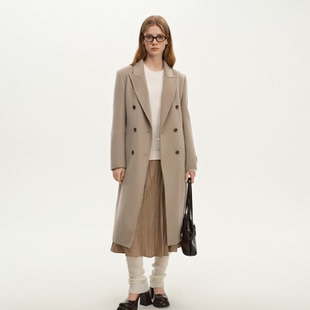艺之卉row系大衣全羊毛双面呢知识分子风双排扣大衣保暖外套