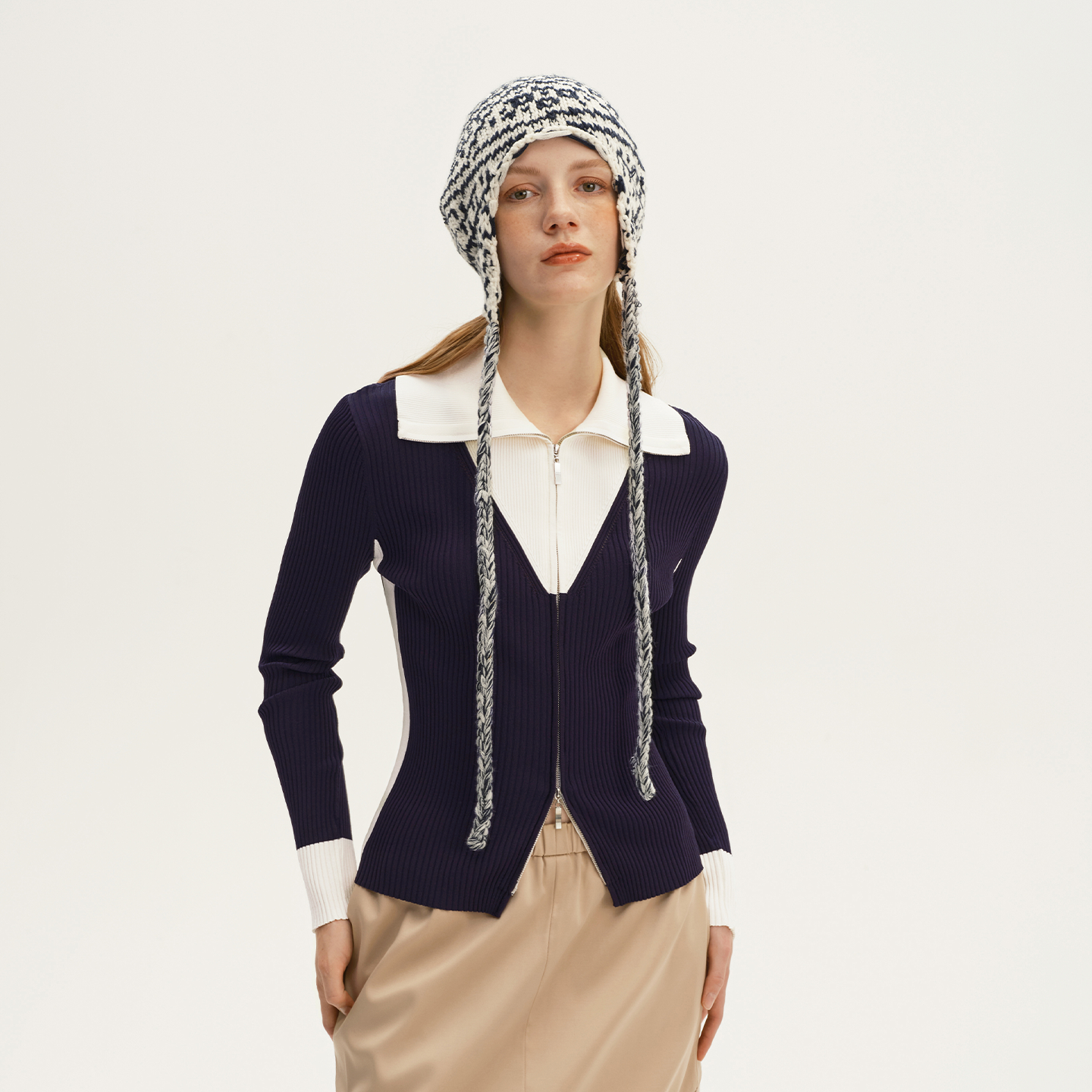 艺之卉假两件显瘦针织衫开衫