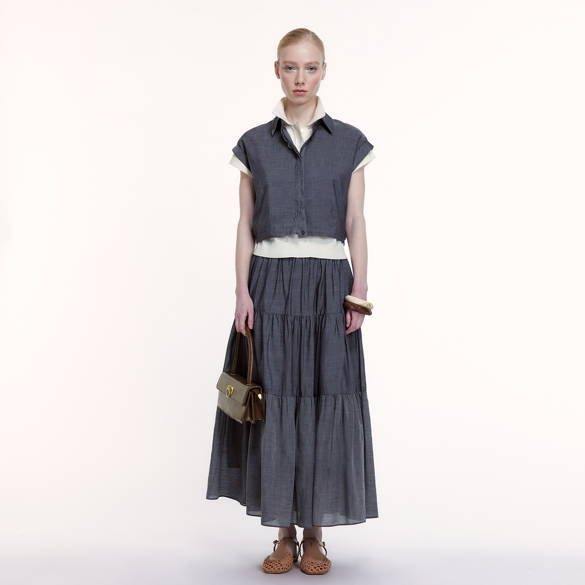 艺之卉轻薄舒适透气棉麻衬衫半裙