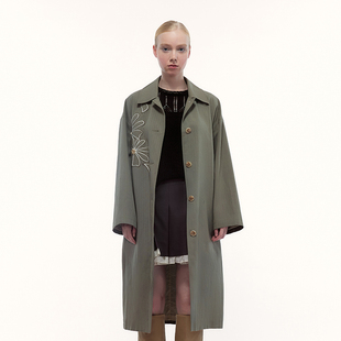 高级感中长款 艺之卉渌波云裳英伦风刺绣风衣女2025春夏款 外套