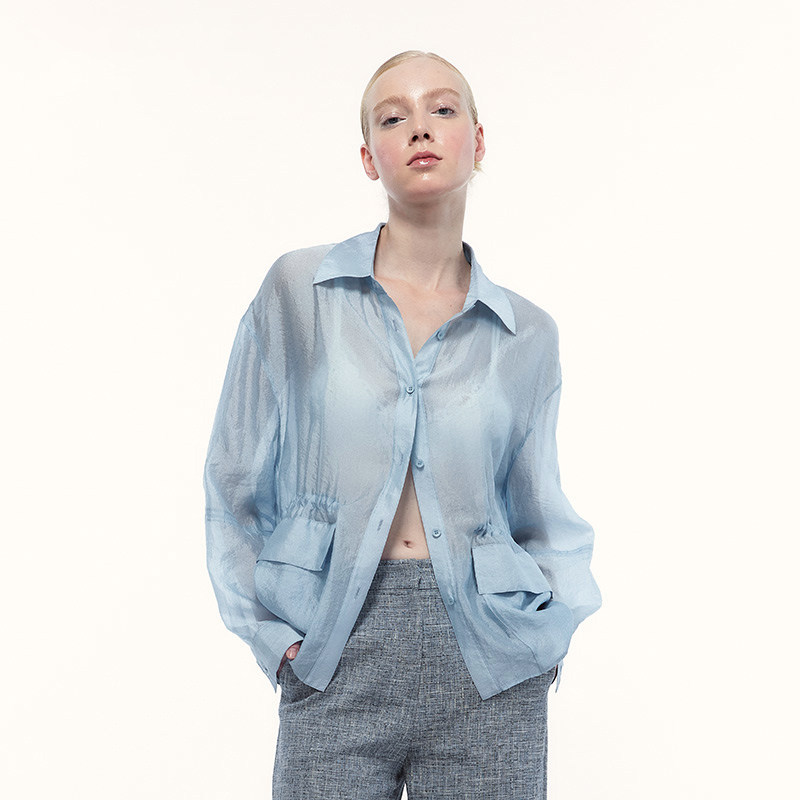 Eachway蓝色长袖衬衫外套