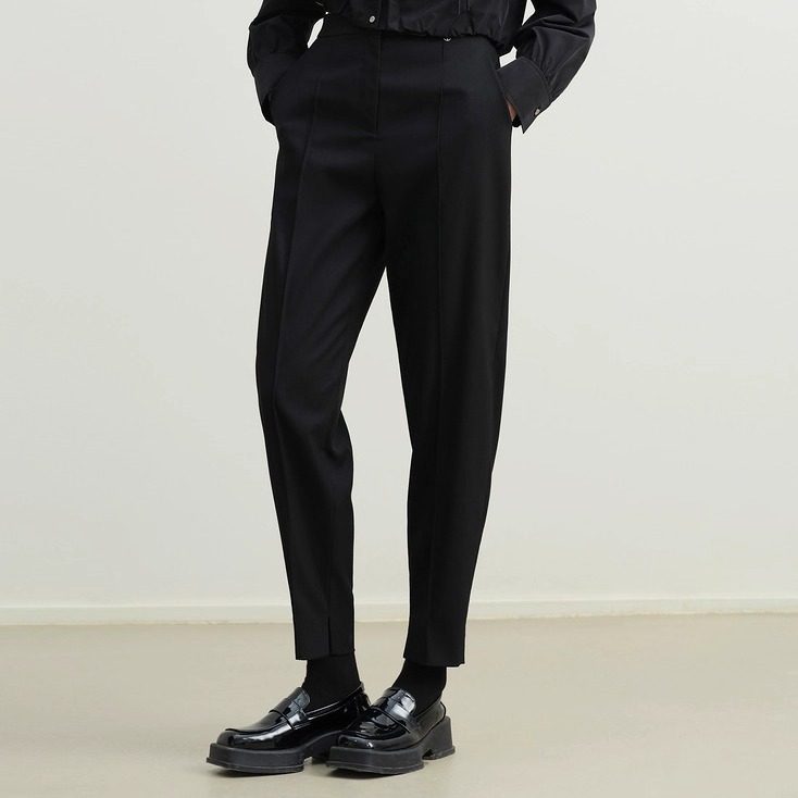 艺之卉商场同款墨黑色经典时尚西装裤 修身小腿裤 2025秋新款