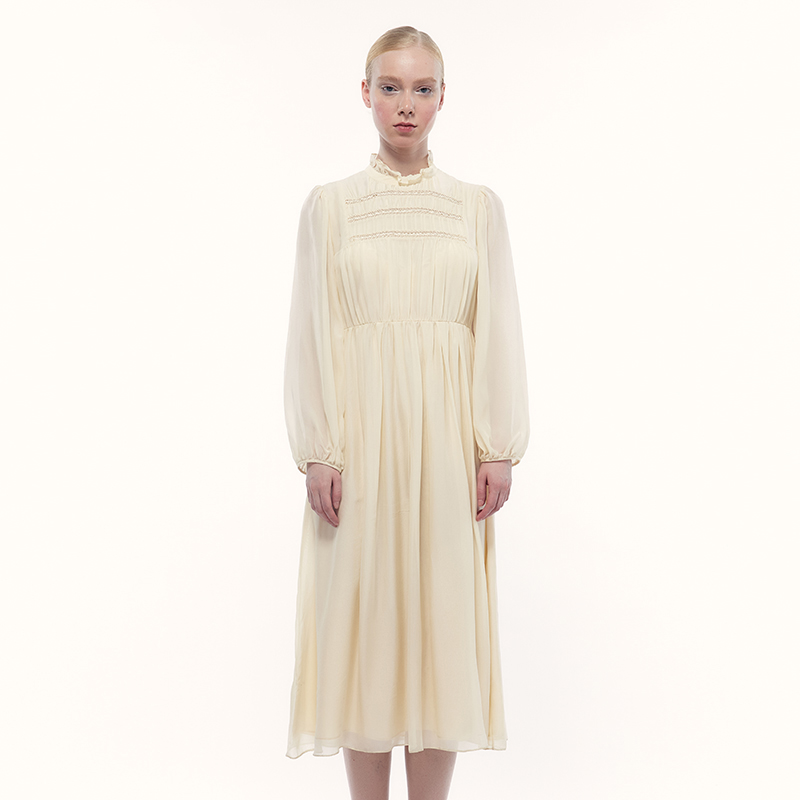 Eachway法式桑蚕丝长袖连衣裙