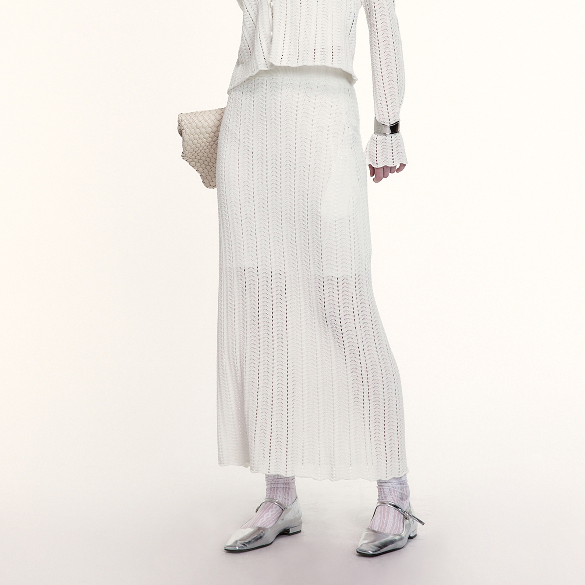 艺之卉镂空针织鱼尾裙雾白色唯美半身裙长裙夏新款