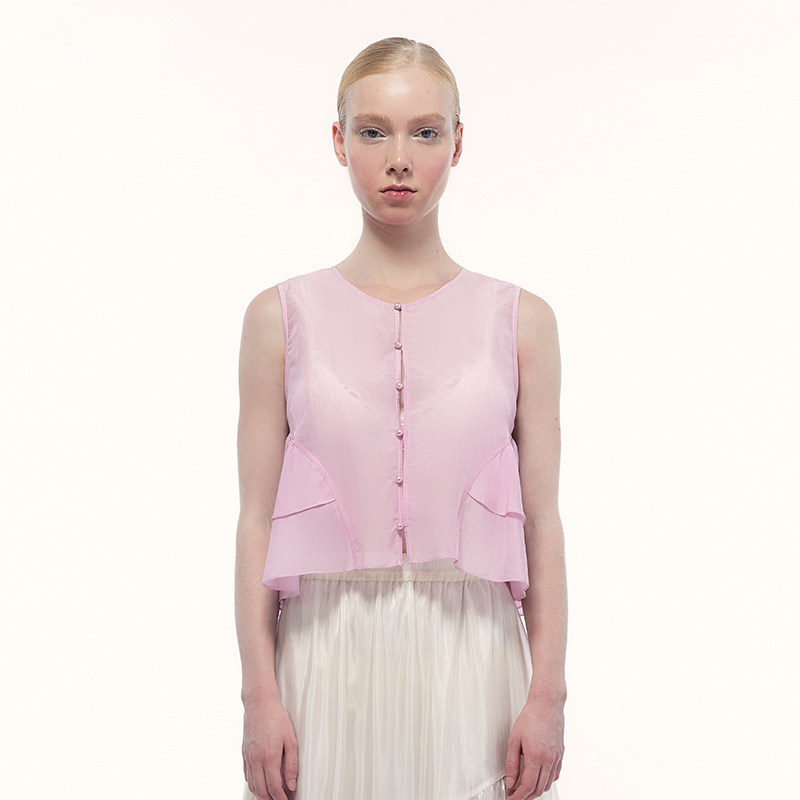 Eachway圆领短款无袖衬衫