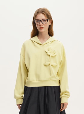 艺之卉row系立体花桂黄色菡萏卫衣优雅休闲2025秋新款