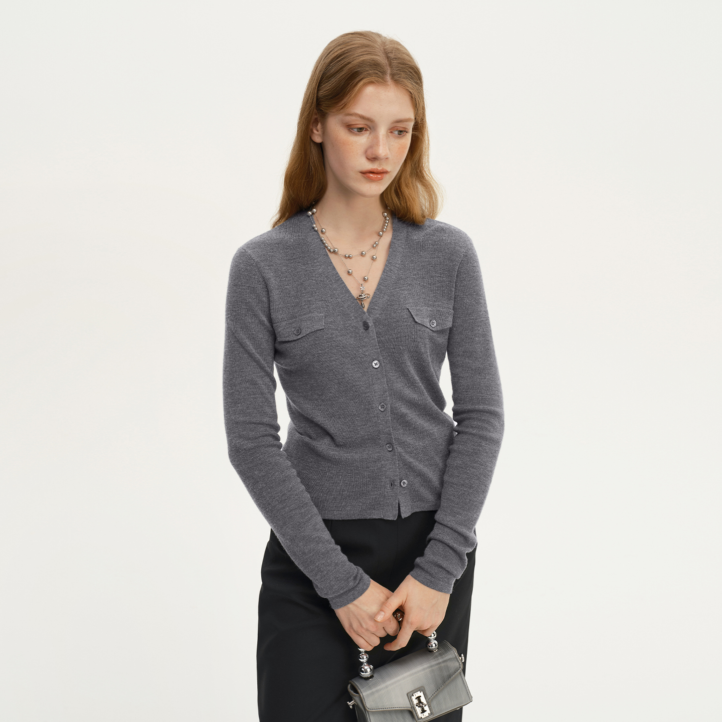 小香风羊毛上衣针织开衫V领