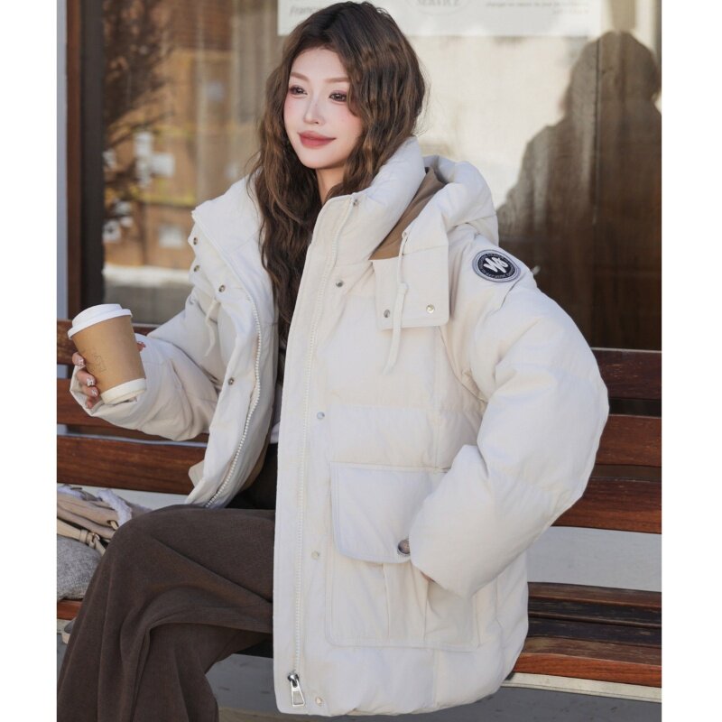 大码胖mm200斤白鸭绒极寒羽绒服女2025冬季新款高充绒派克服外套