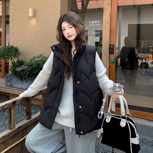 秋冬胖mm加肥加大码羽绒马夹女200斤中长款马甲百搭外套显瘦外穿