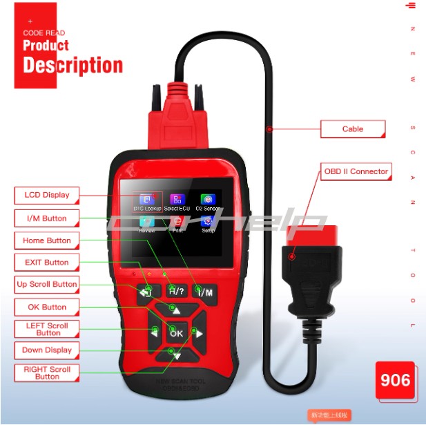跨境 JDiag Code Reader JD906 Color Screen with Mode 6 Portab