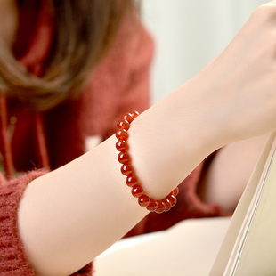 玛瑙手串女男玉髓玉石散珠红色手镯玉手链红玛瑙手串
