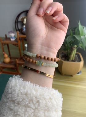 上岸莲花和田玉老山檀手串多圈