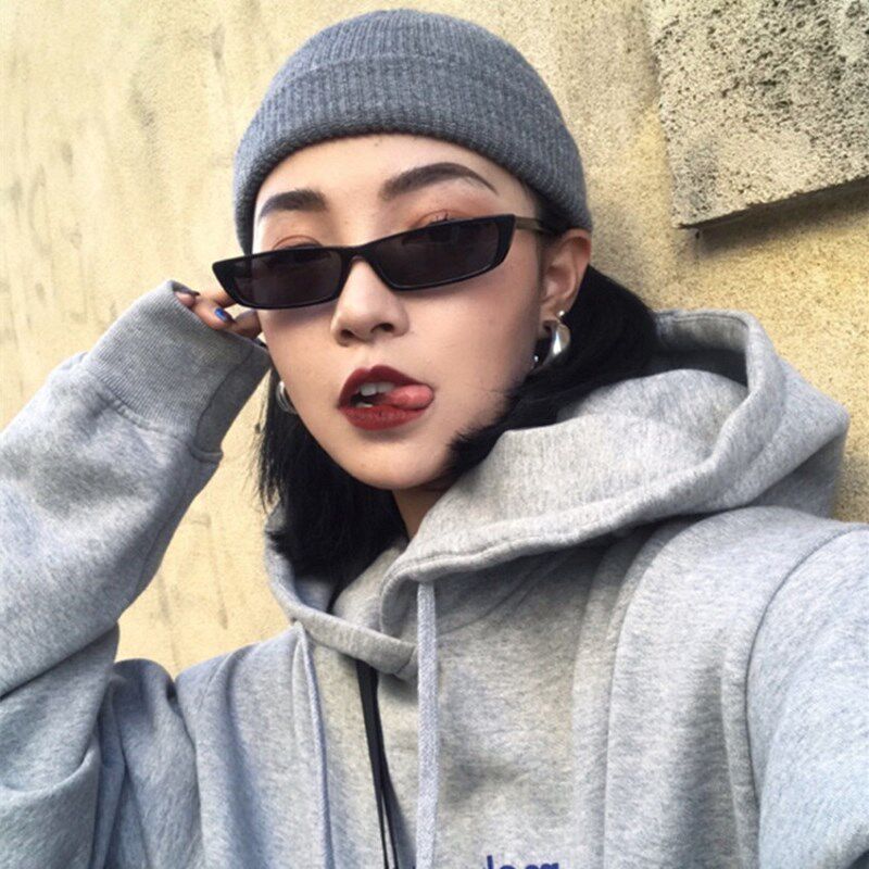 欧美ins网红封帆同款扁长方形复古个性高冷小框墨镜太阳镜男女潮