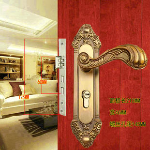 饰锁具 执手双舌家用装 黄古铜双轴承门锁室内卧室套装 钢木门欧式