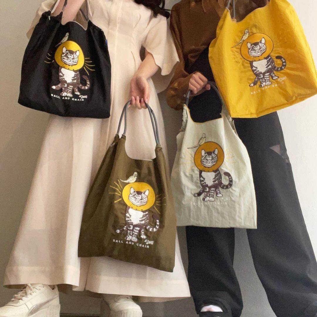 日本代购ball chain关晓彤同款刺绣猫咪购物袋帆布包旅游大容量包,箱包皮具/热销女包/男包,时尚帆布包,淘宝优惠券,粉丝福利购,淘宝优惠卷