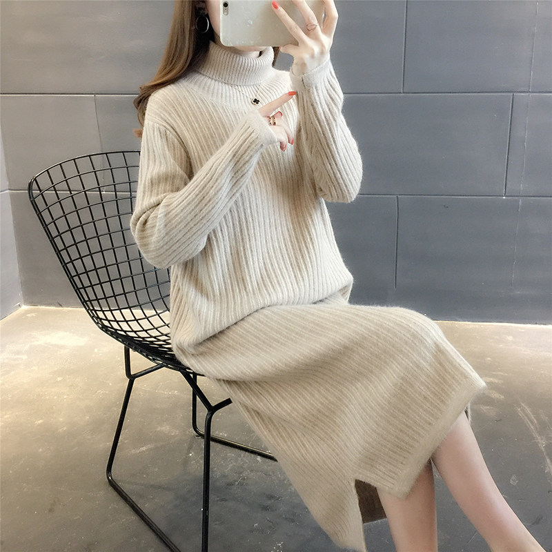 中长款纯色套头毛衣女高领加厚秋冬新款韩版宽松针织毛衣裙过膝潮|msdalam kategori Butik wanita / wanita, sweater - dari Buy2taobao.com untuk memberikan perkhidmatan ejen Taobao profesional membeli