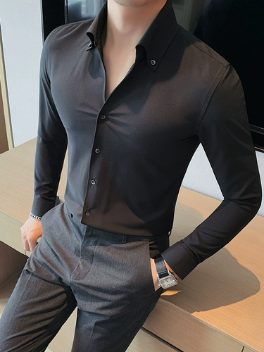 Рубашка, пиджак классического кроя, французский стиль, V-образный вырез, изысканный стиль, облегающий крой