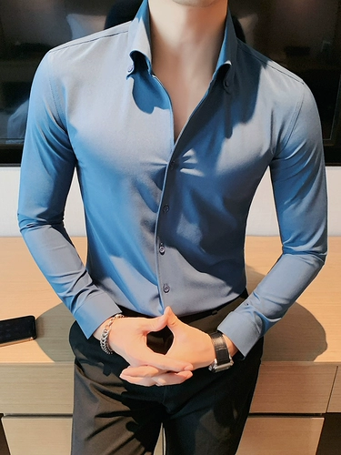 Рубашка, пиджак классического кроя, французский стиль, V-образный вырез, изысканный стиль, облегающий крой