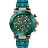 代购 GUESS男士 腕表计时夜光日期测速金属钢带绿色防水商务运动