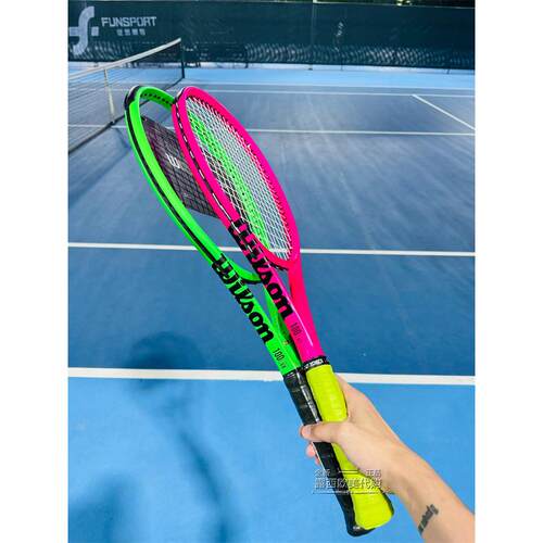 代购代购Wilson Blade 100L V8威尔胜巴黎荧光绿网球拍定制刻字C