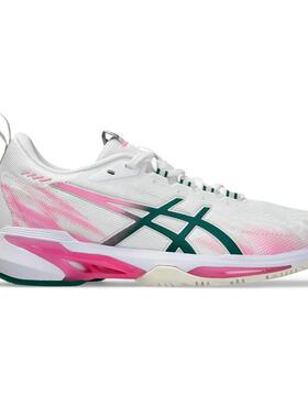 海外代购Asics/亚瑟士女士网球鞋耐磨防滑白色粉色硬地比赛