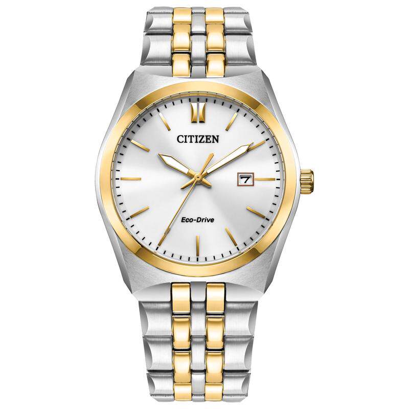 海外代购Citizen/西铁城男士欧美腕表日历显示光能驱动间金钢带