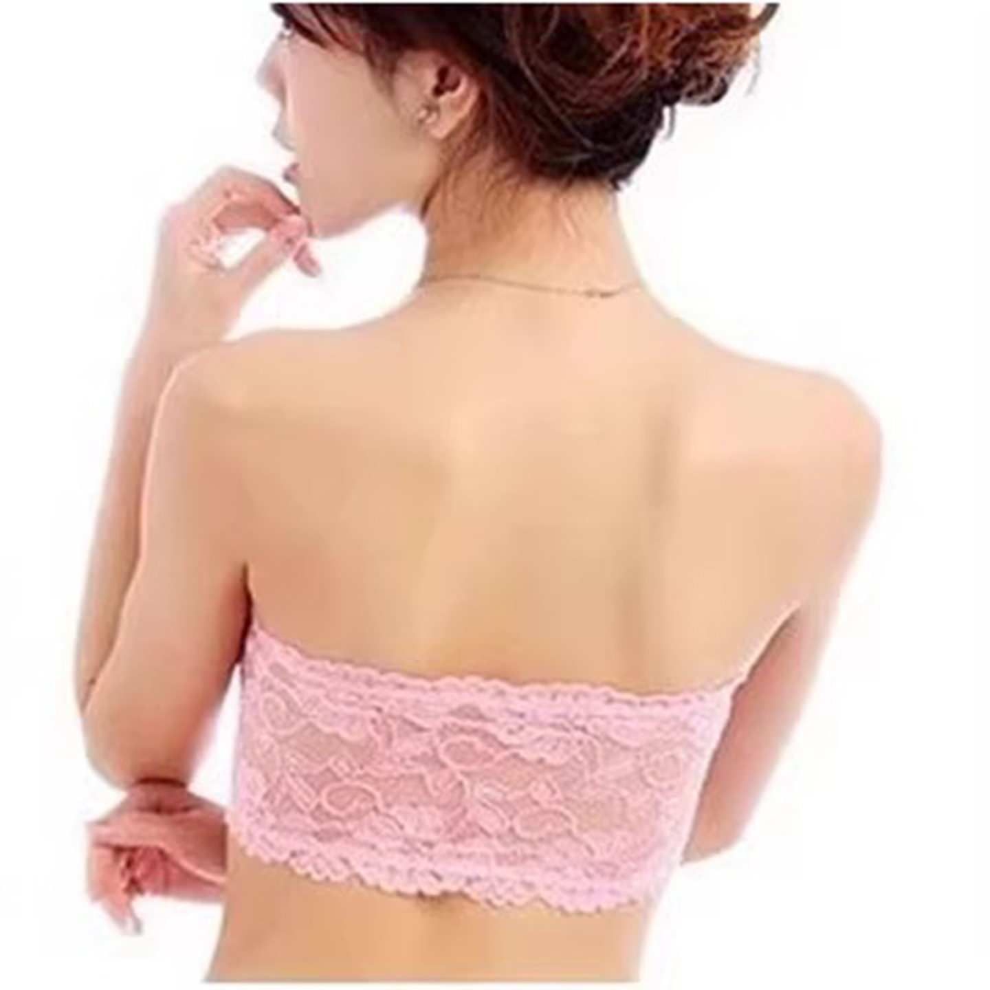 蕾丝花边两穿吊带短抹胸夏季少女带胸垫短裹胸送隐形肩带白色黑色