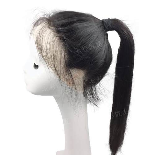 递针全手织超薄真人发丝女士长直发蕾丝假发100%递针款发套全头套