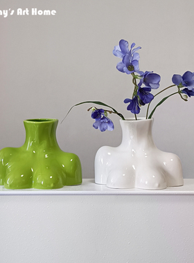 现代人体艺术花瓶法式复古高颜值花器陶瓷个性客厅插花餐桌面摆件