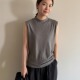 2025新款 T恤女简约ROW风半高领背心打底衫 早秋法式 天丝羊毛无袖