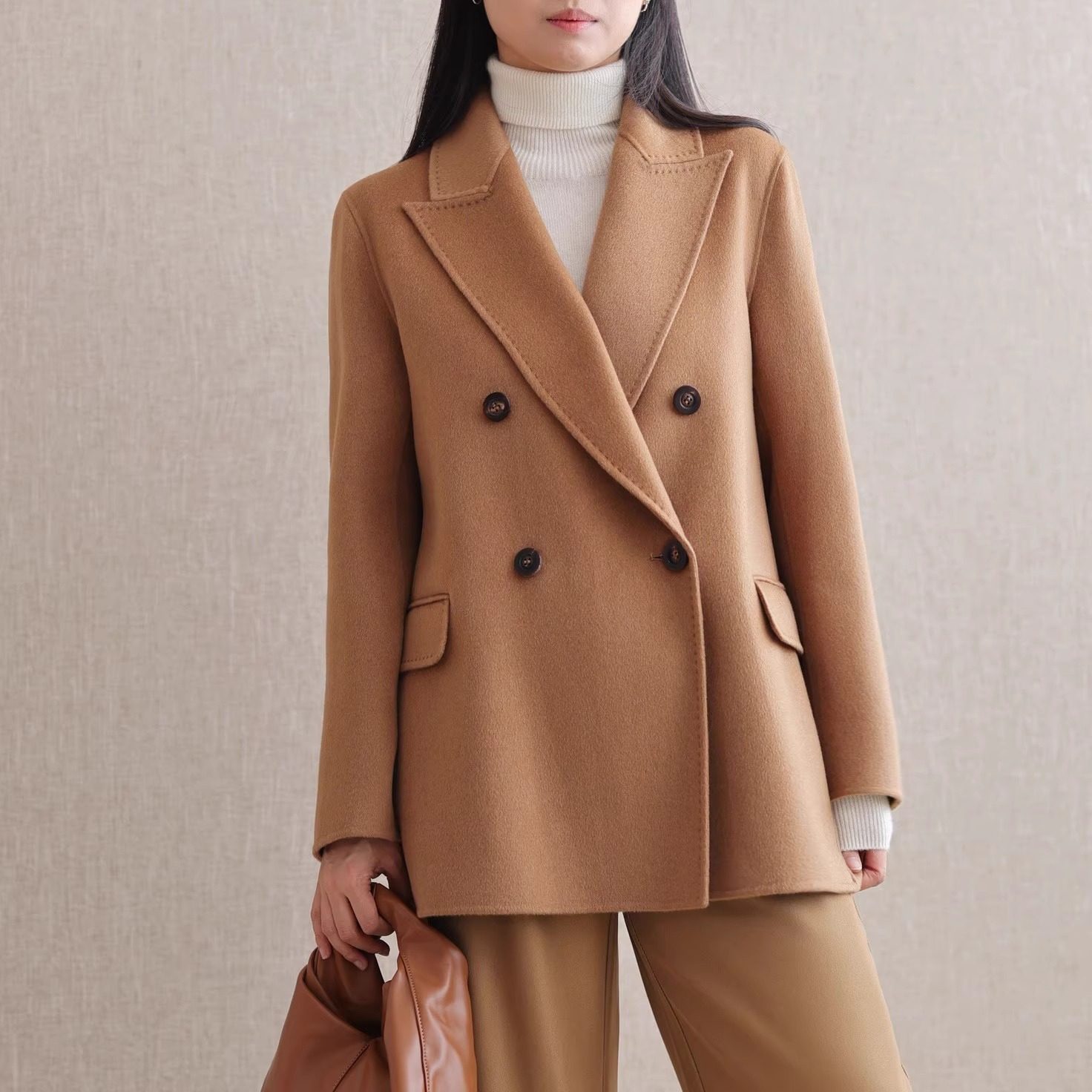 高级感阿拉善100%纯山羊绒大衣女