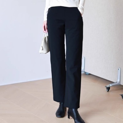 90白鹅绒高腰直筒裤女石墨烯长裤