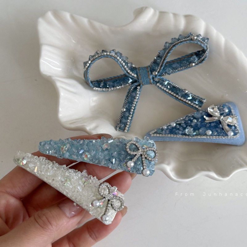 轻奢蓝色串珠水晶发夹碎发气质蝴蝶结侧边鸭嘴夹女盘发器新品发饰,饰品/流行首饰/时尚饰品新,发饰,淘宝优惠券,粉丝福利购,淘宝优惠卷