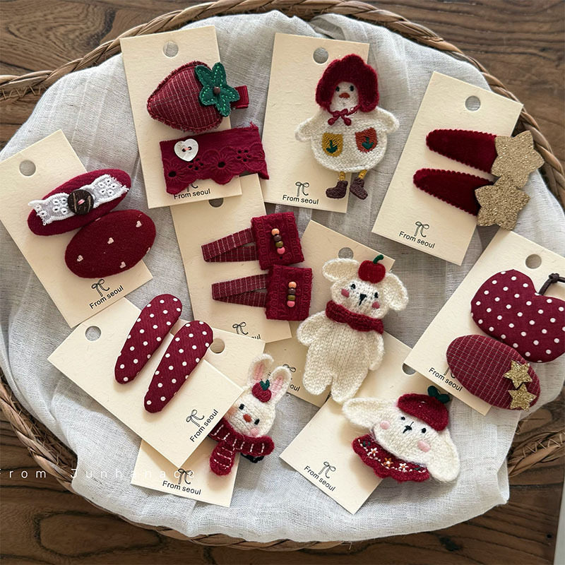 甜美红色刺绣纽扣发夹兔子发卡女前额碎发BB夹边夹新年儿童发饰,饰品/流行首饰/时尚饰品新,发饰,淘宝优惠券,粉丝福利购,淘宝优惠卷