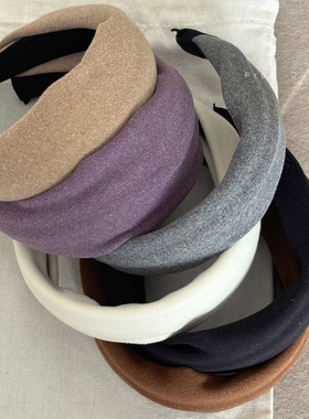 紫色绒面宽边发箍女拍照出片高颅顶洗脸压发头箍发卡百搭发饰