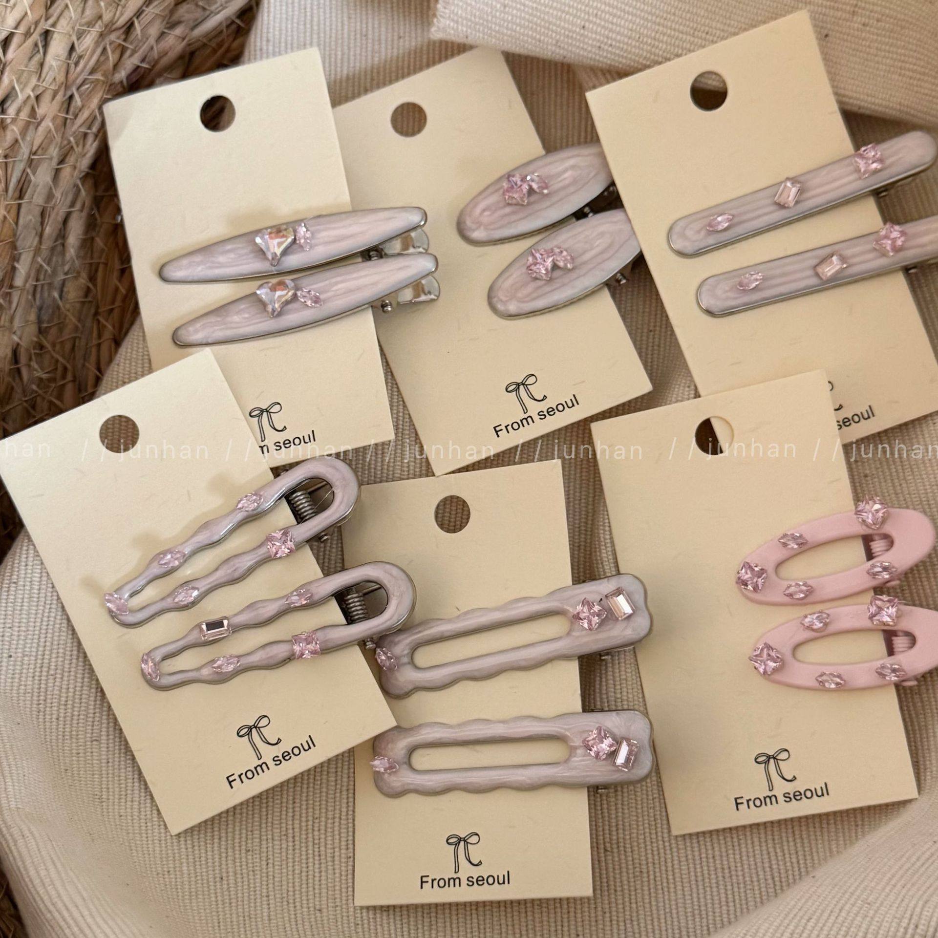 奶油方糖粉色水钻发夹滴油几何发卡侧边甜美时尚刘海夹鸭嘴夹头饰,饰品/流行首饰/时尚饰品新,发饰,淘宝优惠券,粉丝福利购,淘宝优惠卷