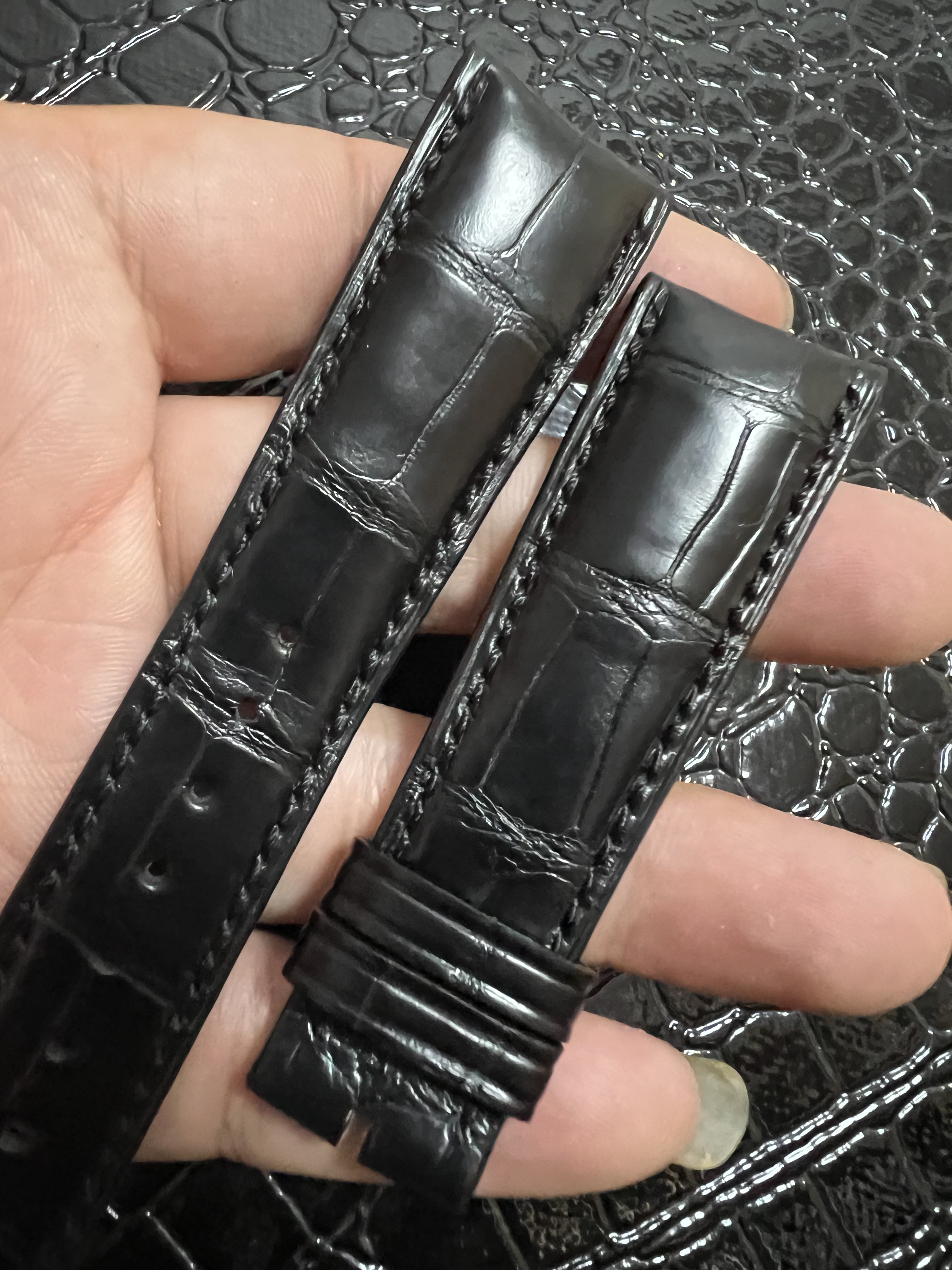 按样品定制鳄鱼皮表带二天内出货美洲鳄鱼皮表带真皮表带一对一