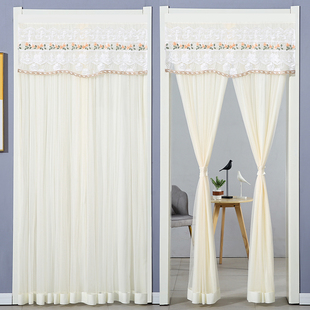 免打孔隐私遮挡帘子新款家用蕾丝门帘高级感卧室厨房防风纱帘半帘