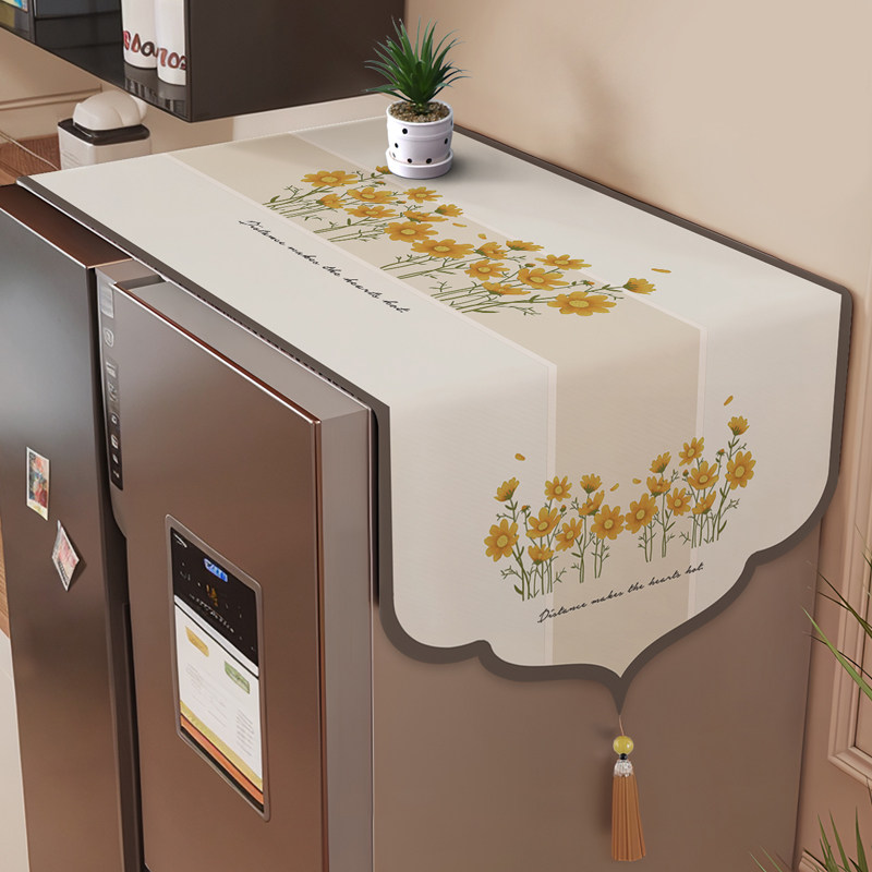 新款单双开冰箱顶部防尘罩轻奢冰箱盖布可收纳滚筒洗衣机遮尘盖巾