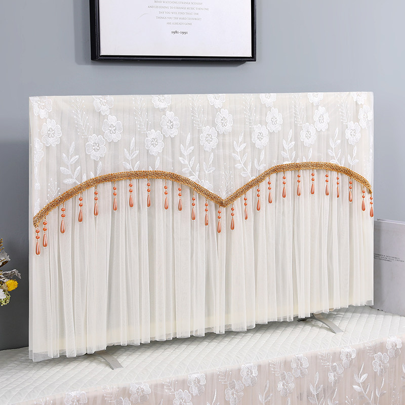 液晶电视机防尘罩电视机罩电视罩通用开机不取蕾丝布艺电视边框罩