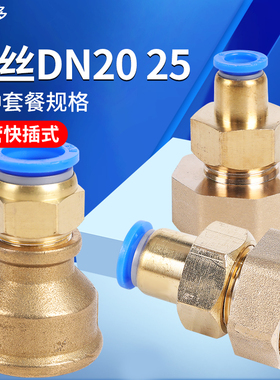 PCF内丝DN25内螺纹20直通一寸内牙6分10 12 16mm气管快插快速接头