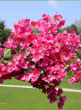仿真三角梅花枝客厅假花摆件塑料花干花桃花树枝中式家具摆设装饰